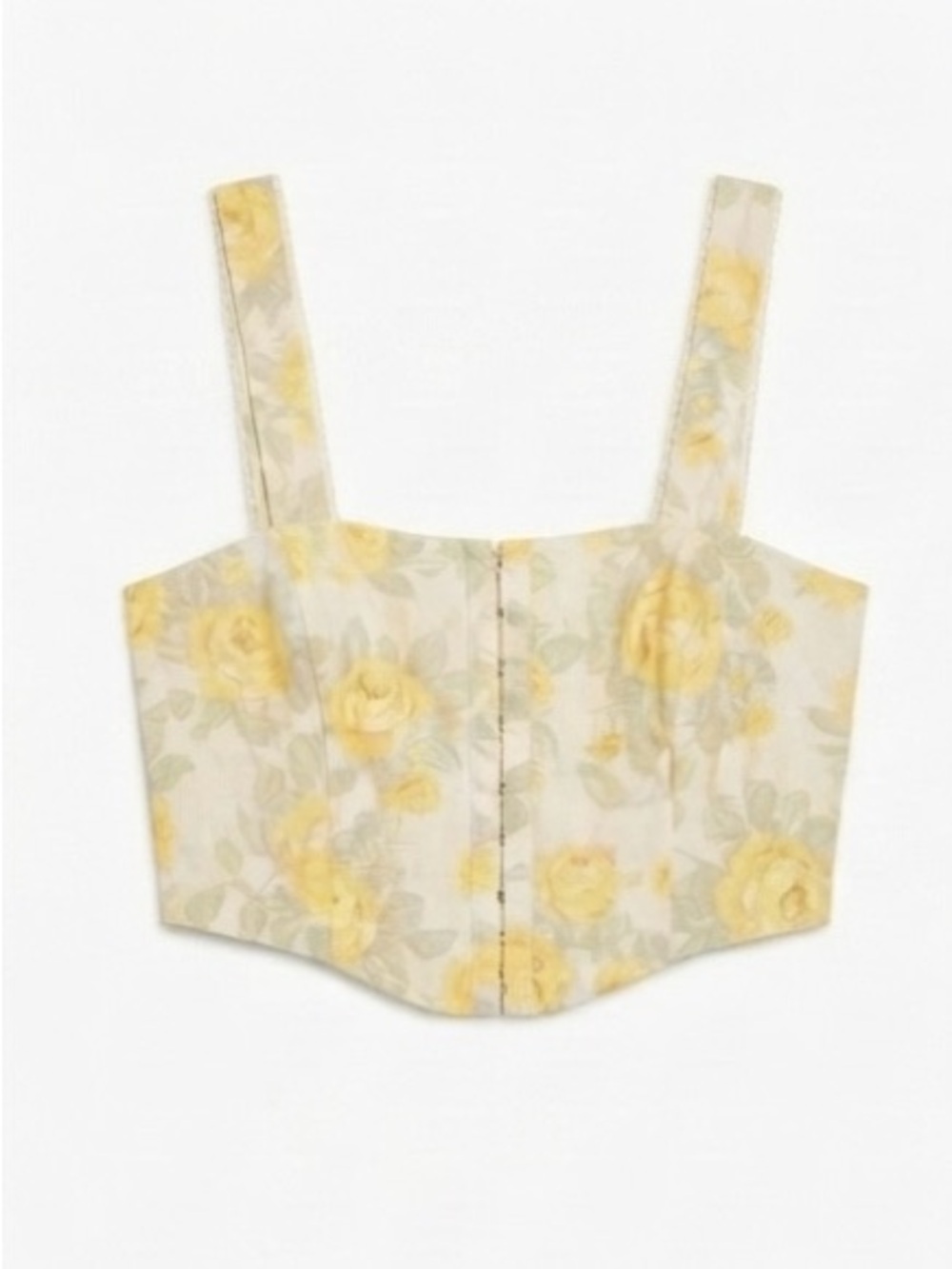 Monteau Yellow Floral Square-Neck Crop Top